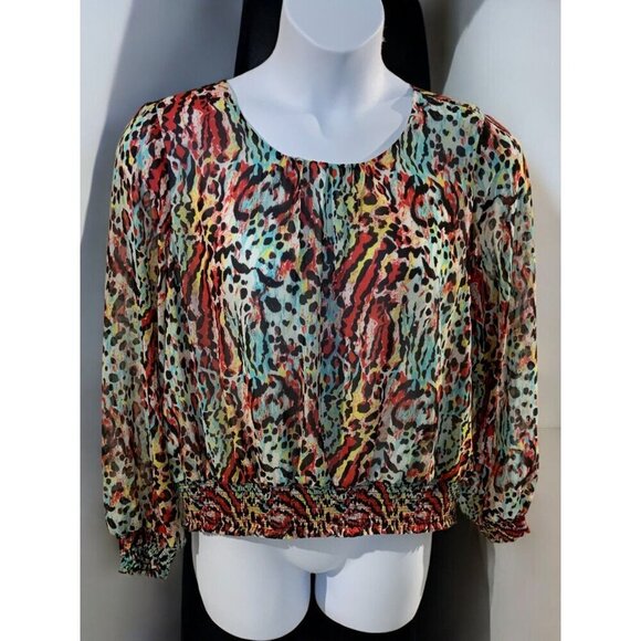 Marc New York Andrew Marc Womens Multi Color Printed Blouse Long Sleeve NEW XL - Picture 2 of 9